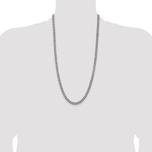 Sterling Silver Antiqued Curb Chain (Style QCB150A-28)