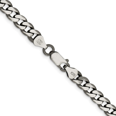 Sterling Silver Antiqued Curb Chain, 18 x 8.3mm