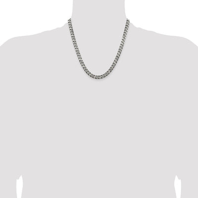 Sterling Silver Antiqued Curb Chain, 16 x 6.5mm