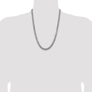 Sterling Silver Antiqued Curb Chain (Style QCB180A-24)