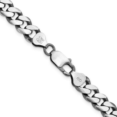 Sterling Silver Antiqued Curb Chain, 18 x 8.3mm