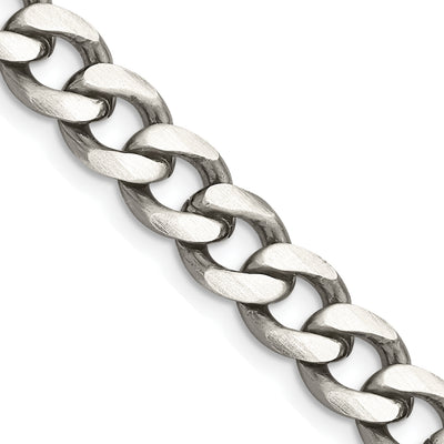 Sterling Silver Antiqued Curb Chain, 18 x 8.3mm