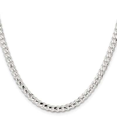 Sterling Silver Concave Beveled Curb Chain, 16 x 4.5mm