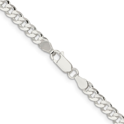 Sterling Silver Concave Beveled Curb Chain, 16 x 4.5mm