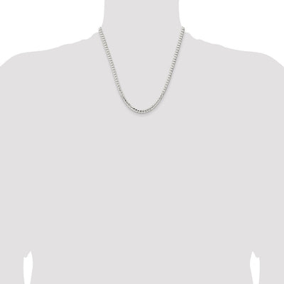 Sterling Silver Concave Beveled Curb Chain, 16 x 4.5mm