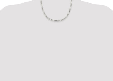 Sterling Silver Rhodium-plated Concave Beveled Curb Chain (Style QCBC120R-18)