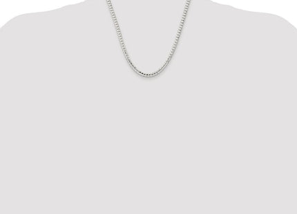 Sterling Silver Rhodium-plated Concave Beveled Curb Chain (Style QCBC120R-20)