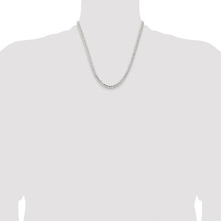 Sterling Silver Rhodium-plated Concave Beveled Curb Chain (Style QCBC120R-20)