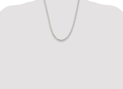 Sterling Silver Rhodium-plated Concave Beveled Curb Chain (Style QCBC120R-22)