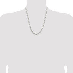 Sterling Silver Rhodium-plated Concave Beveled Curb Chain (Style QCBC120R-22)