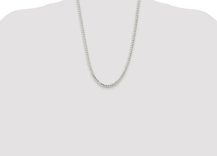 Sterling Silver Rhodium-plated Concave Beveled Curb Chain (Style QCBC120R-24)
