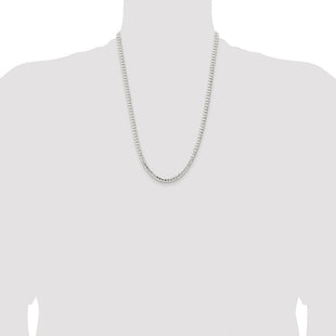 Sterling Silver Rhodium-plated Concave Beveled Curb Chain (Style QCBC120R-24)