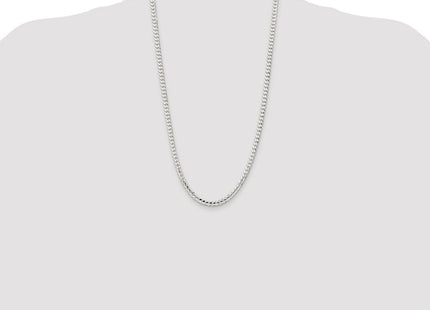 Sterling Silver Rhodium-plated Concave Beveled Curb Chain (Style QCBC120R-26)