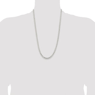 Sterling Silver Rhodium-plated Concave Beveled Curb Chain (Style QCBC120R-26)