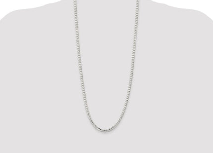 Sterling Silver Rhodium-plated Concave Beveled Curb Chain (Style QCBC120R-30)