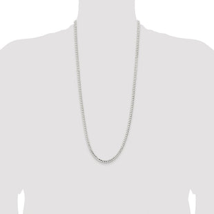 Sterling Silver Rhodium-plated Concave Beveled Curb Chain (Style QCBC120R-30)