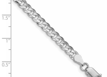 Sterling Silver Rhodium-plated Concave Beveled Curb Chain (Style QCBC120R-8)
