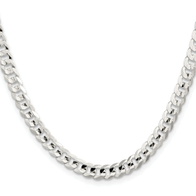 Sterling Silver Concave Beveled Curb Chain, 20 x 5.65mm