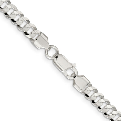 Sterling Silver Concave Beveled Curb Chain, 20 x 5.65mm