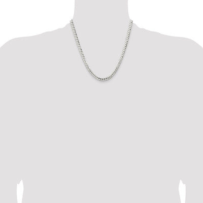 Sterling Silver Concave Beveled Curb Chain, 20 x 5.65mm