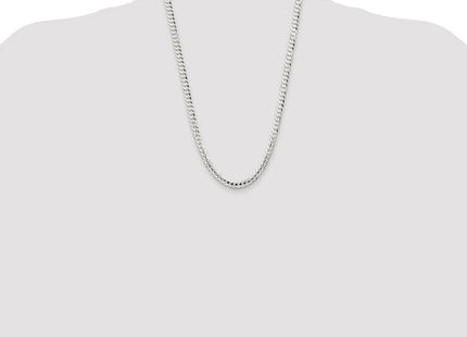Sterling Silver Rhodium-plated Concave Beveled Curb Chain (Style QCBC150R-24)