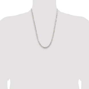 Sterling Silver Rhodium-plated Concave Beveled Curb Chain (Style QCBC150R-24)