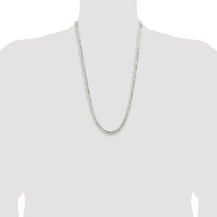 Sterling Silver Rhodium-plated Concave Beveled Curb Chain (Style QCBC150R-26)