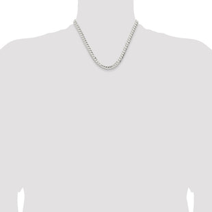 Sterling Silver Concave Beveled Curb Chain (Style QCBC180-18)