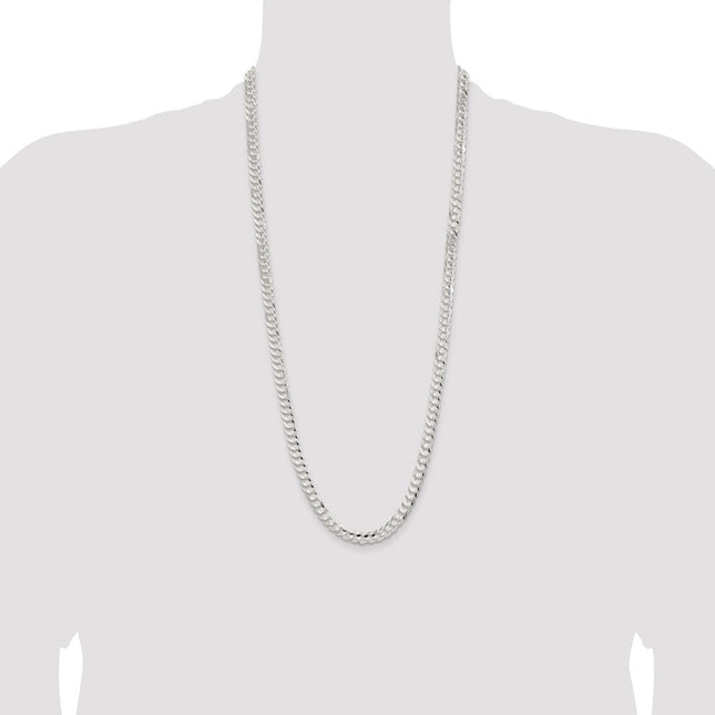 Sterling Silver Concave Beveled Curb Bracelet, 7 x 6.75mm
