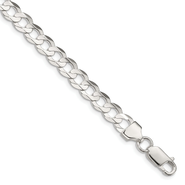 Sterling Silver Concave Beveled Curb Bracelet, 7 x 6.75mm