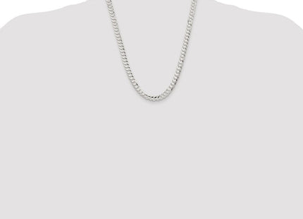 Sterling Silver Rhodium-plated Concave Beveled Curb Chain (Style QCBC180R-22)