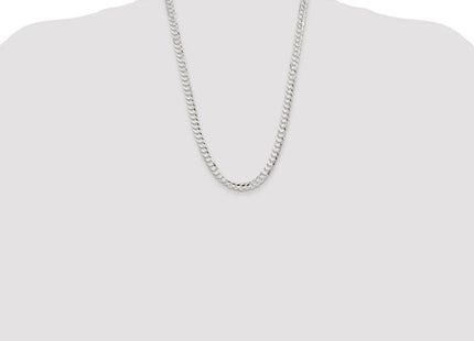 Sterling Silver Rhodium-plated Concave Beveled Curb Chain (Style QCBC180R-24)
