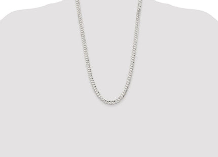 Sterling Silver Rhodium-plated Concave Beveled Curb Chain (Style QCBC180R-26)