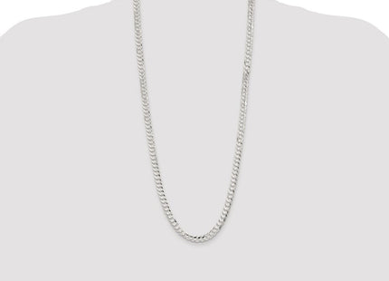 Sterling Silver Rhodium-plated Concave Beveled Curb Chain (Style QCBC180R-30)