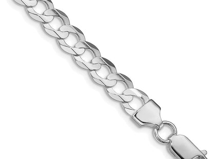 Sterling Silver Rhodium-plated Concave Beveled Curb Chain (Style QCBC180R-8)