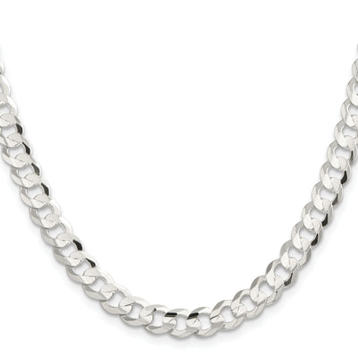 Sterling Silver Concave Beveled Curb Chain, 16 x 7.8mm