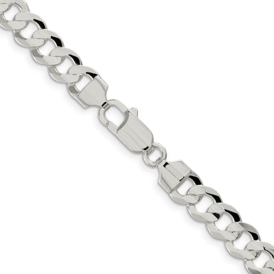 Sterling Silver Concave Beveled Curb Chain, 16 x 7.8mm