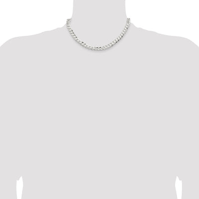 Sterling Silver Concave Beveled Curb Chain, 16 x 7.8mm