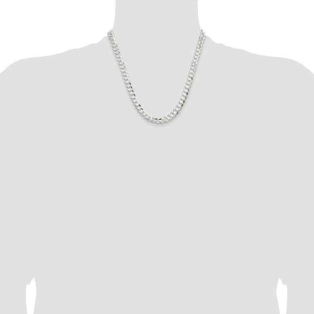 Sterling Silver Concave Beveled Curb Chain, 16 x 7.8mm