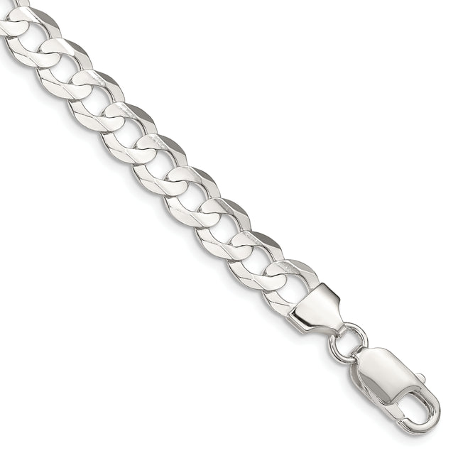 Sterling Silver Concave Beveled Curb Bracelet, 7 x 7.8mm
