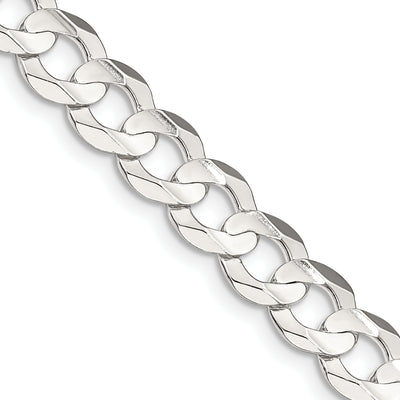 Sterling Silver Concave Beveled Curb Chain, 16 x 7.8mm