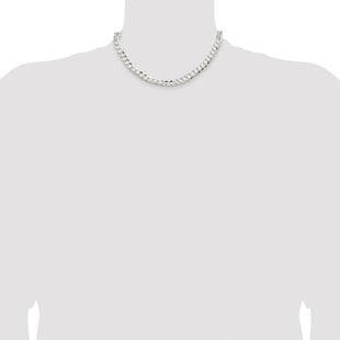 Sterling Silver Rhodium-plated Concave Beveled Curb Chain (Style QCBC200R-16)