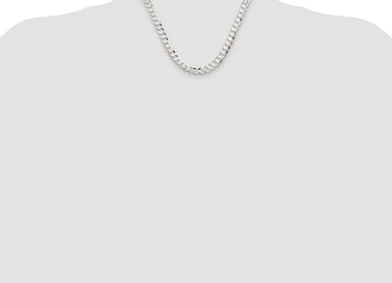 Sterling Silver Rhodium-plated Concave Beveled Curb Chain (Style QCBC200R-18)