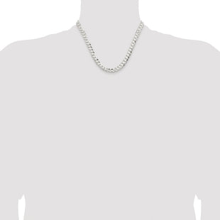 Sterling Silver Rhodium-plated Concave Beveled Curb Chain (Style QCBC200R-18)