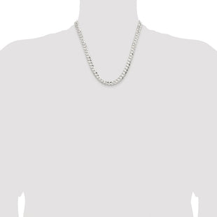 Sterling Silver Rhodium-plated Concave Beveled Curb Chain (Style QCBC200R-20)