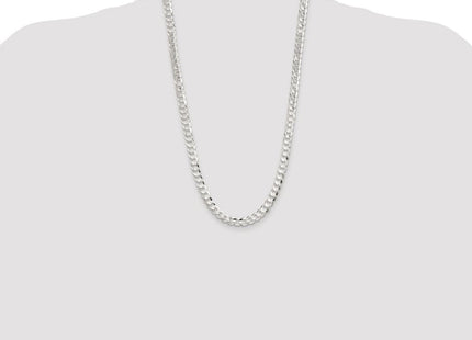 Sterling Silver Rhodium-plated Concave Beveled Curb Chain (Style QCBC200R-26)