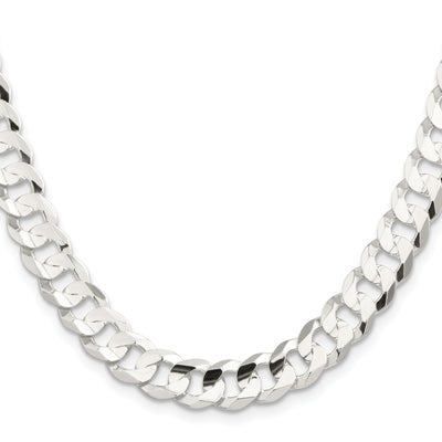 Sterling Silver Concave Beveled Curb Chain, 18 x 9.75mm