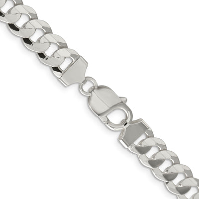 Sterling Silver Concave Beveled Curb Chain, 18 x 9.75mm