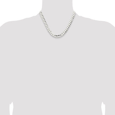 Sterling Silver Concave Beveled Curb Chain, 18 x 9.75mm