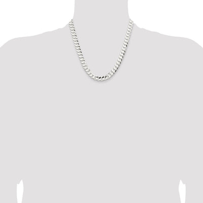 Sterling Silver Concave Beveled Curb Chain, 18 x 9.75mm